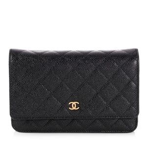 Chanel Black Caviar Wallet on Chain wBox and Card